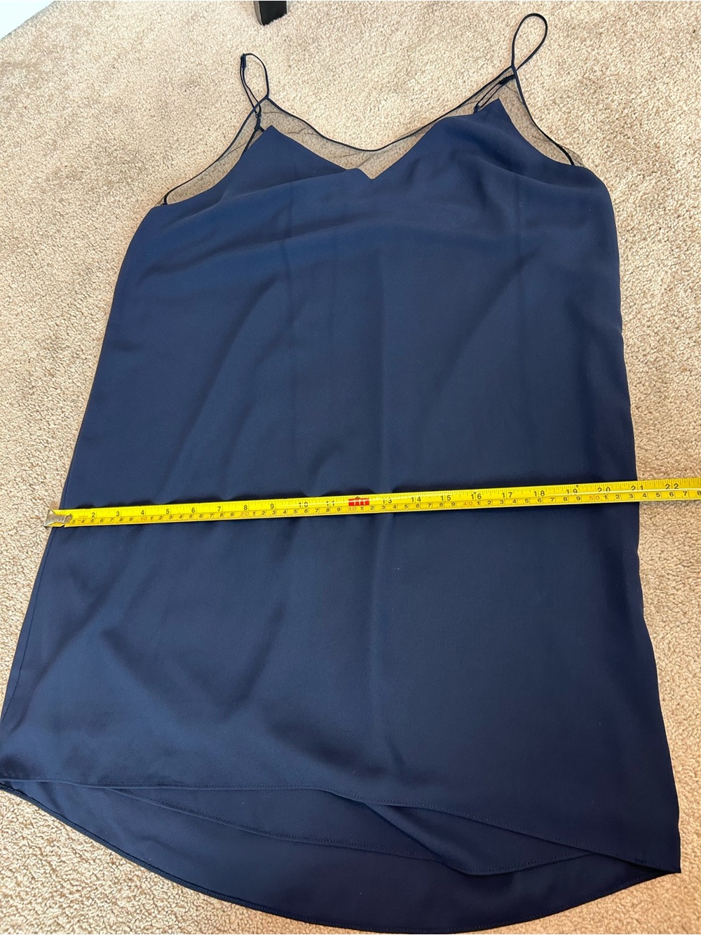 Aritzia Babaton Navy Blue black Mesh Slip Dress L Sleeveless Sheer Overlay NWOT - Picture 10 of 14